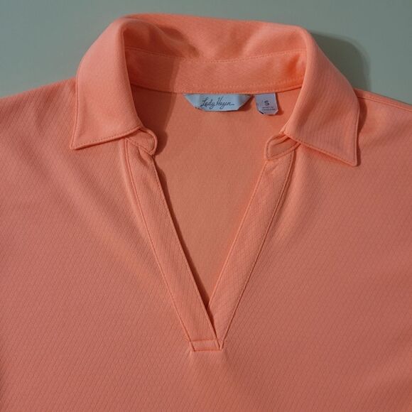 Lady Hagen Coral Essential HydroDri® Short Sleeve V-Neck Golf Polo - Picture 7 of 13